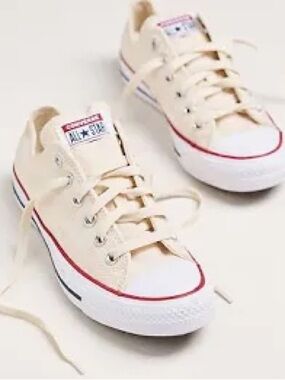 Converse ivory Low-Top Sneakers with Red & Black Accents